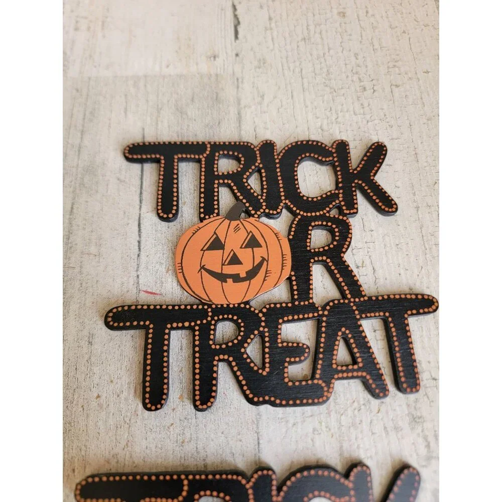 Trick or treat magnet‎ wooden Halloween vintage home decor set